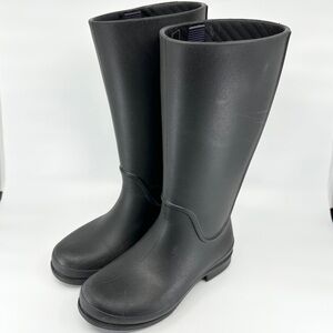 CROCS Tall Wellie Rain Boots Rubber Black Pull On Women’s Size 5 Junior’s Size 3